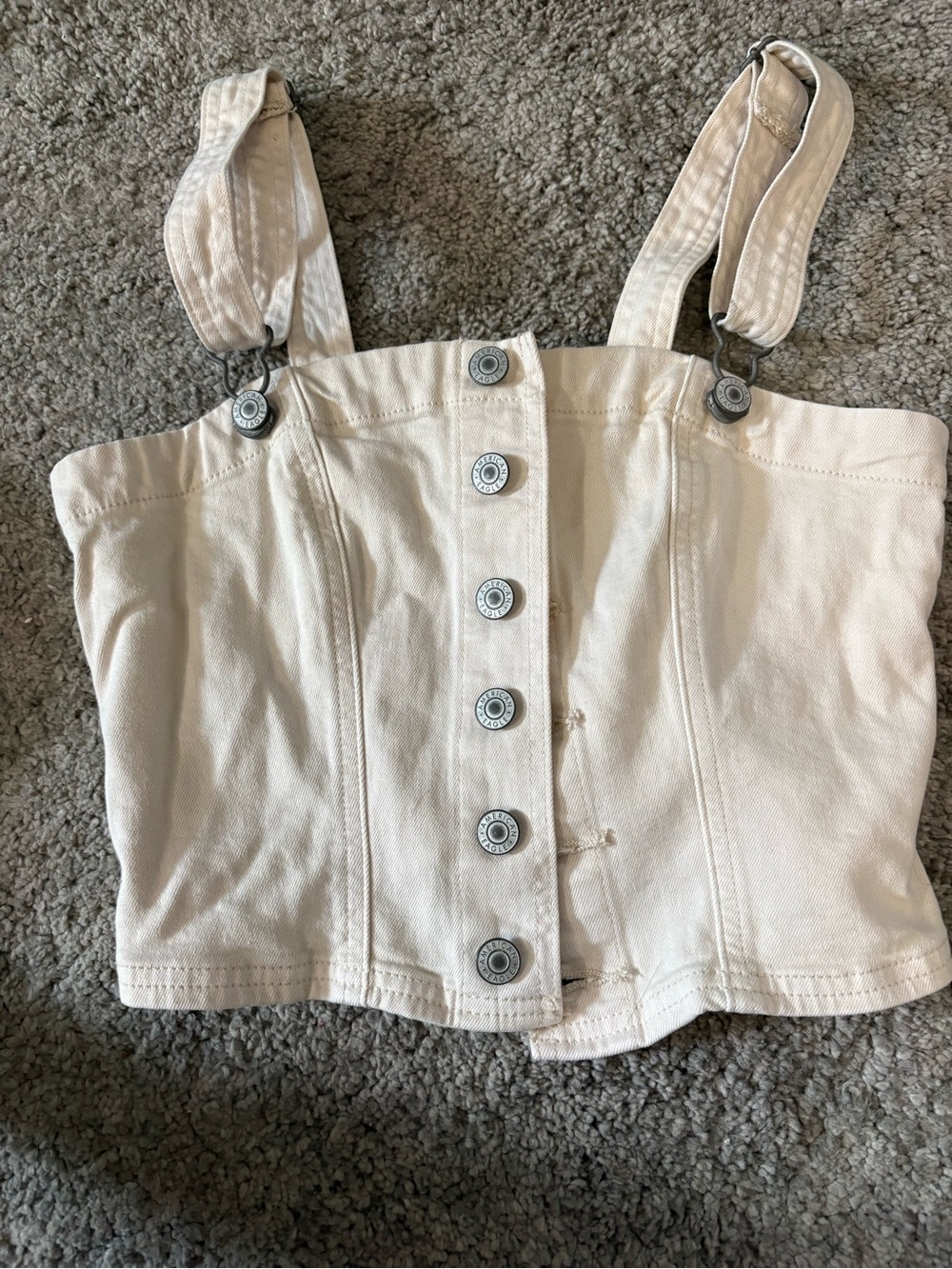 American Eagle Outfitters Cream Button-Front Crop Top